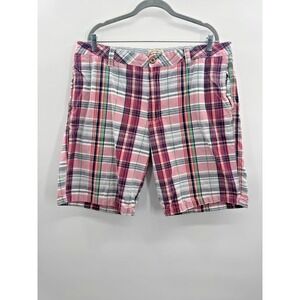 Olde School Brand Mens Shorts 38 Pink Green Madras Plaid Golf East Coast Preppy